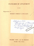 Annual Report- Department of Modern Foreign Language - September 1970 by Prairie View A&M College