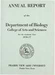 Annual Report - Department of Biology college of Arts and Sciences- 1977