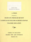NCATE Graduate Program Administration and Supervision - March 1974