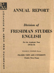Annual Report Division Of Freshman Studies English - 1973 -74