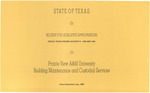 Fiscal Years Building Maintenance And Custodial Services - July 1988 by Prairie View A&M University
