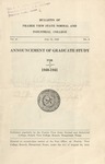 Announcement Graduate Study- The School Year 1940-41
